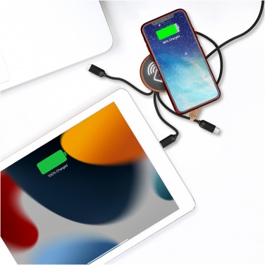 Logo trade business gifts image of: SCX.design C40 5-in-1 rPET light-up logo charging cable and 10W charging pad