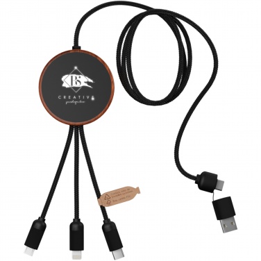 Logo trade promotional products image of: SCX.design C40 5-in-1 rPET light-up logo charging cable and 10W charging pad