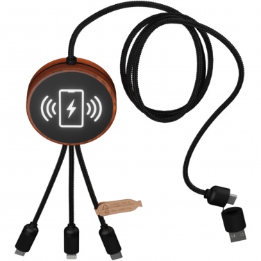 Logotrade corporate gift image of: SCX.design C40 5-in-1 rPET light-up logo charging cable and 10W charging pad