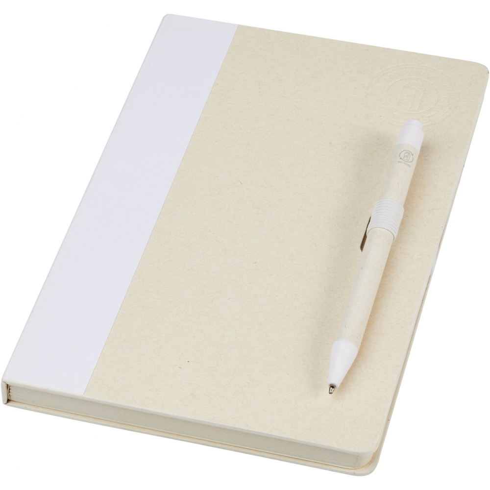 Logo trade promotional merchandise photo of: Dairy Dream A5 size reference recycled milk cartons notebook and ballpoint pen set