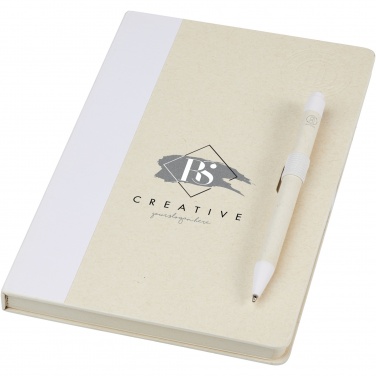 Logotrade promotional product image of: Dairy Dream A5 size reference recycled milk cartons notebook and ballpoint pen set