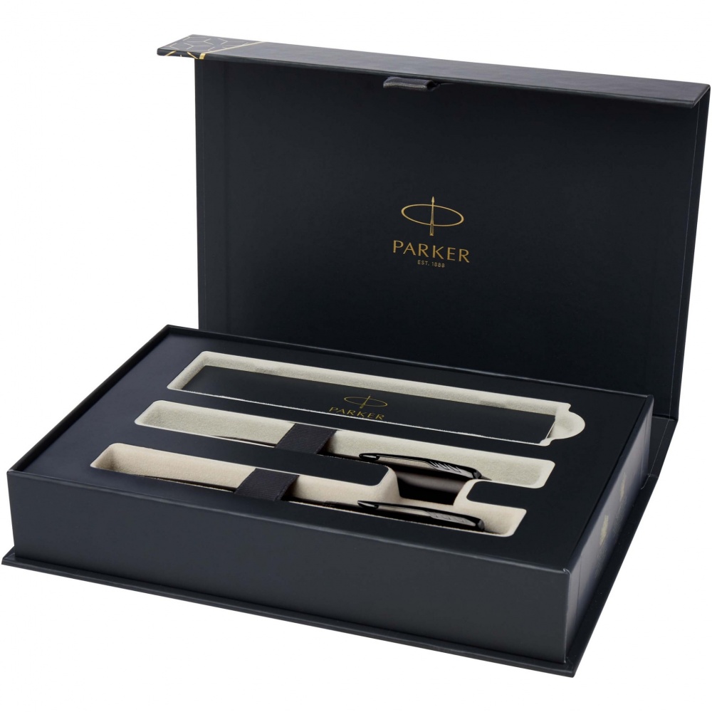 Logotrade promotional gift picture of: Parker IM achromatic ballpoint and rollerball pen set with gift box