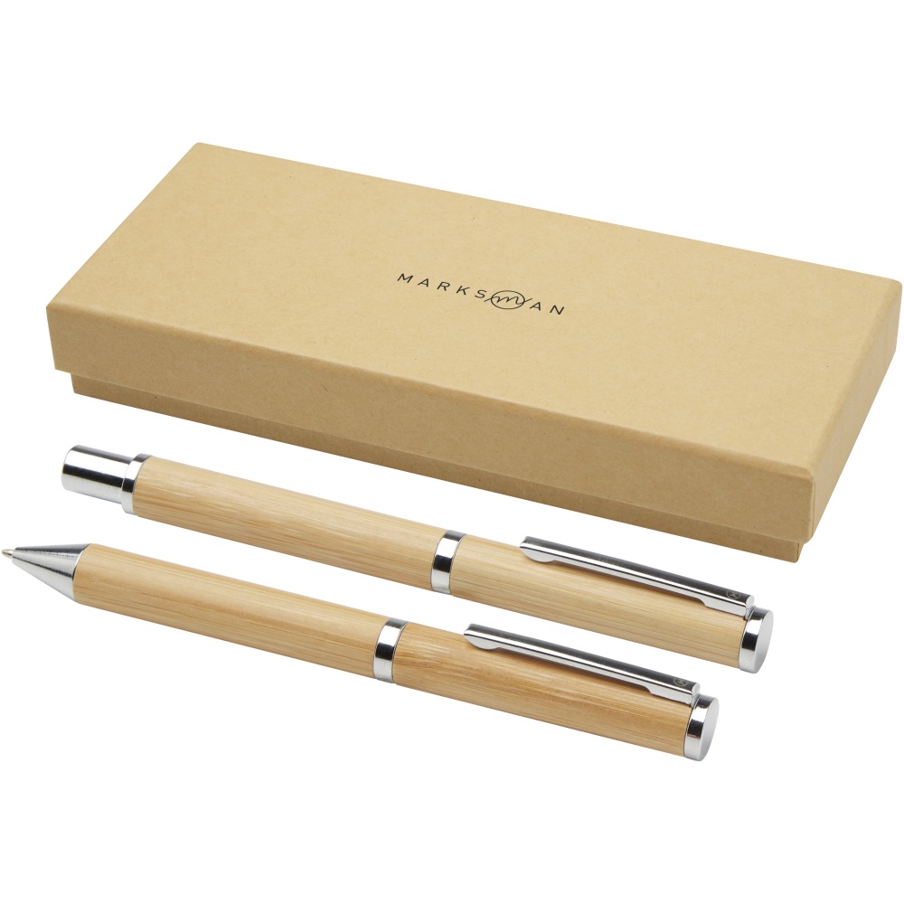 Logotrade corporate gift picture of: Apolys bamboo ballpoint and rollerball pen gift set 