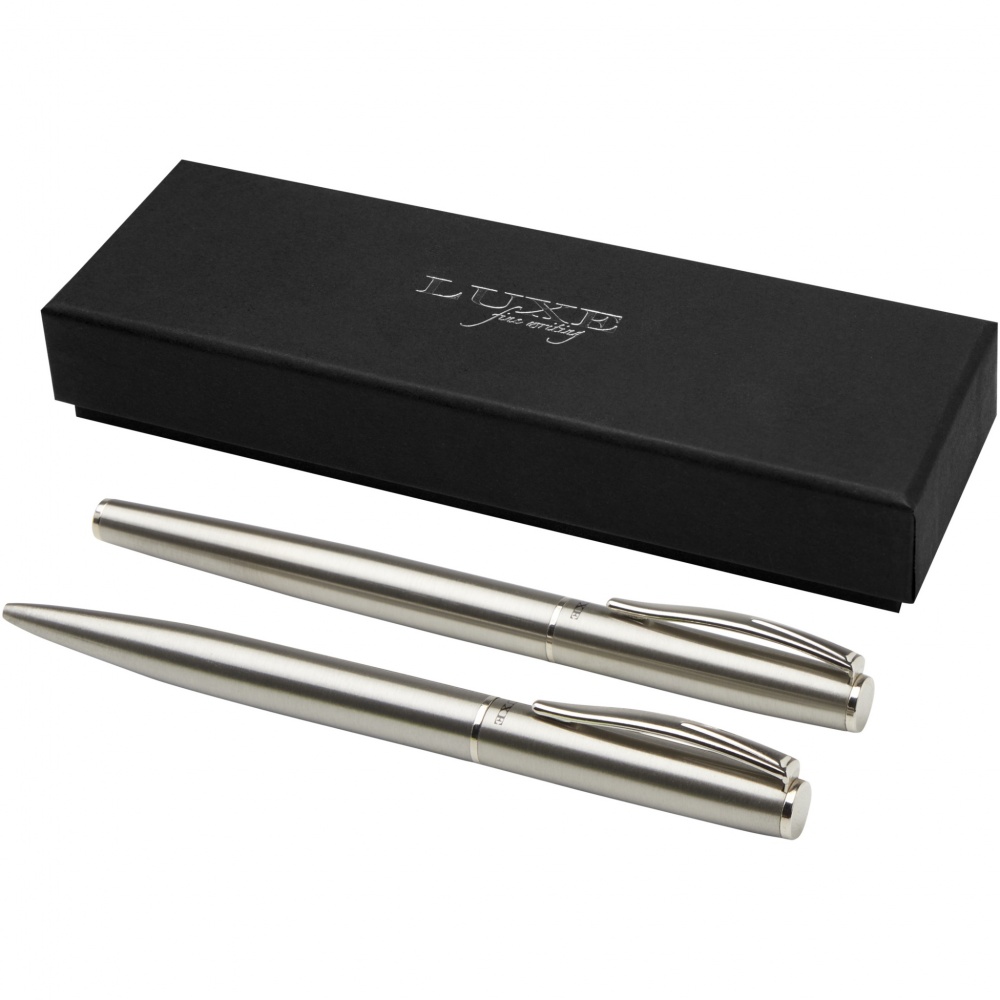 Logotrade promotional items photo of: Didimis recycled stainless steel ballpoint and rollerball pen set