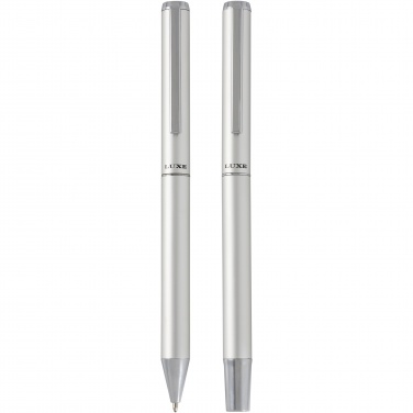 Logo trade advertising product photo of: Lucetto recycled aluminium ballpoint and rollerball pen gift set