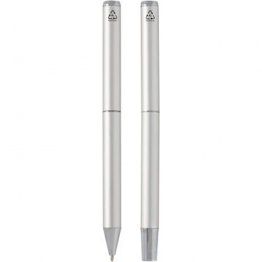 Logotrade promotional merchandise photo of: Lucetto recycled aluminium ballpoint and rollerball pen gift set