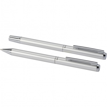 Logotrade advertising product picture of: Lucetto recycled aluminium ballpoint and rollerball pen gift set