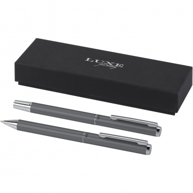 Logo trade promotional giveaways image of: Lucetto recycled aluminium ballpoint and rollerball pen gift set