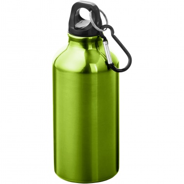 Logo trade business gifts image of: Oregon 400 ml RCS certified recycled aluminium water bottle with carabiner