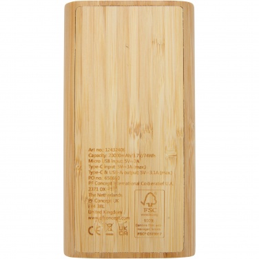 Logotrade advertising product image of: Tulda 20.000 mAh bamboo power bank