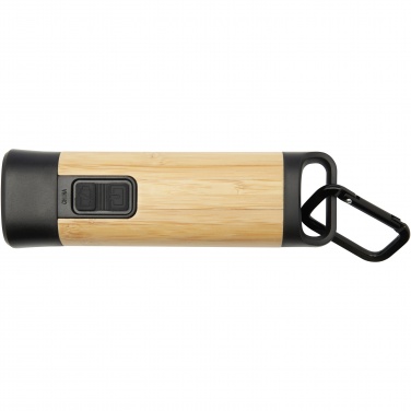 Logo trade business gifts image of: Kuma bamboo/RCS recycled plastic torch with carabiner