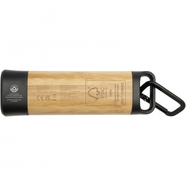 Logo trade promotional gifts image of: Kuma bamboo/RCS recycled plastic torch with carabiner