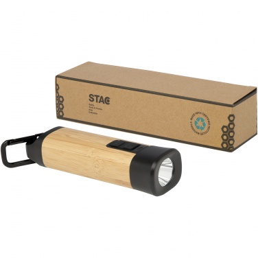 Logo trade promotional giveaways image of: Kuma bamboo/RCS recycled plastic torch with carabiner