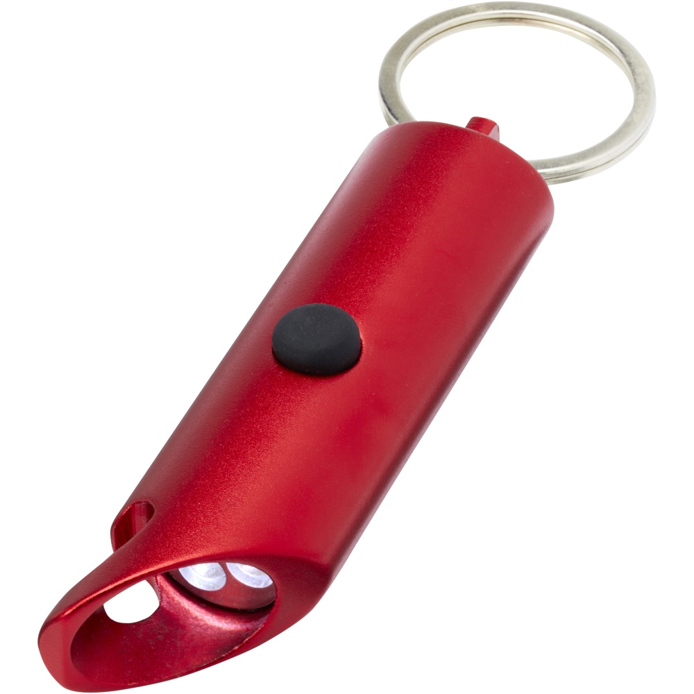 Logo trade promotional merchandise photo of: Flare RCS recycled aluminium IPX LED light and bottle opener with keychain