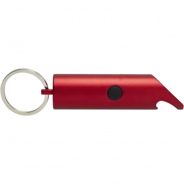 Logo trade promotional merchandise picture of: Flare RCS recycled aluminium IPX LED light and bottle opener with keychain