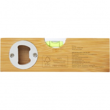 Logo trade promotional giveaways picture of: Flush bamboo spirit level with bottle opener