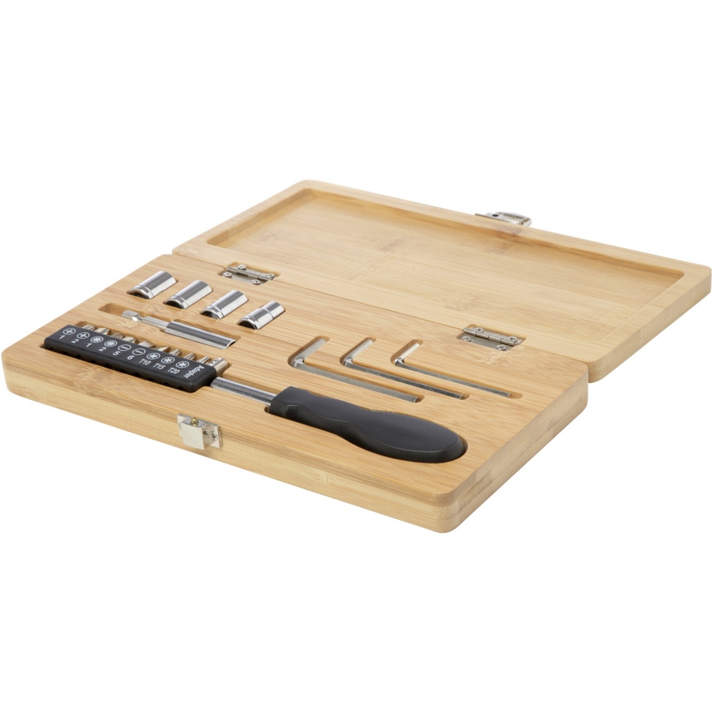 Logotrade corporate gift image of: Rivet 19-piece bamboo/recycled plastic tool set