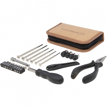 Logo trade promotional gifts image of: Spike 24-piece RCS recycled plastic tool set with cork pouch