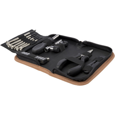 Logotrade promotional gift image of: Spike 24-piece RCS recycled plastic tool set with cork pouch