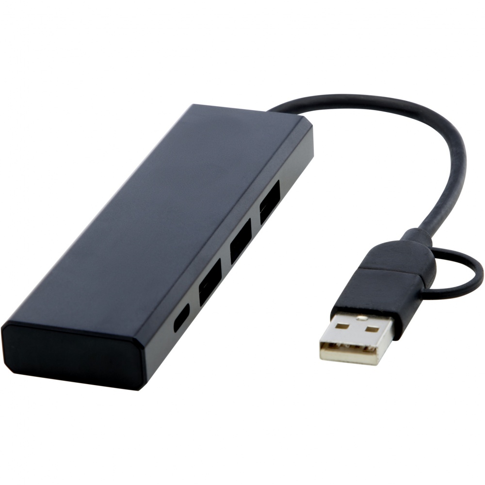 Logo trade promotional gifts picture of: Rise RCS recycled aluminium USB 2.0 hub