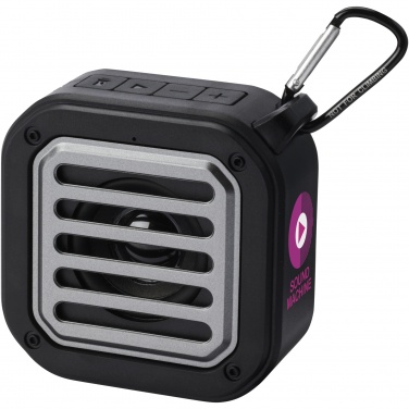 Logotrade business gift image of: Solo 3W IPX5 RCS recycled plastic solar Bluetooth® speaker with carabiner 