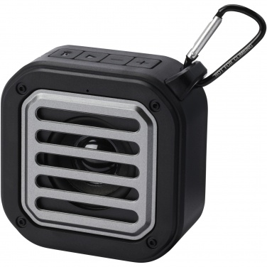 Logotrade corporate gifts photo of: Solo 3W IPX5 RCS recycled plastic solar Bluetooth® speaker with carabiner 