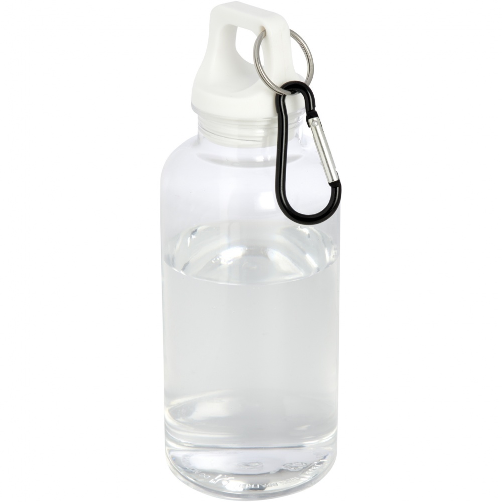 Logotrade advertising product image of: Oregon 400 ml RCS certified recycled plastic water bottle with carabiner