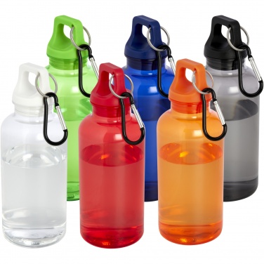 Logo trade advertising product photo of: Oregon 400 ml RCS certified recycled plastic water bottle with carabiner