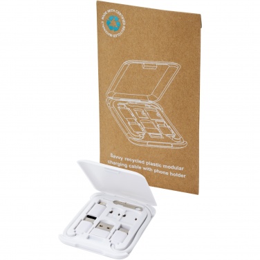 Logotrade promotional item image of: Savvy recycled plastic modular charging cable with phone holder