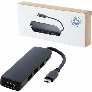 Logo trade promotional giveaways image of: Loop RCS recycled plastic multimedia adapter USB 2.0-3.0 with HDMI port