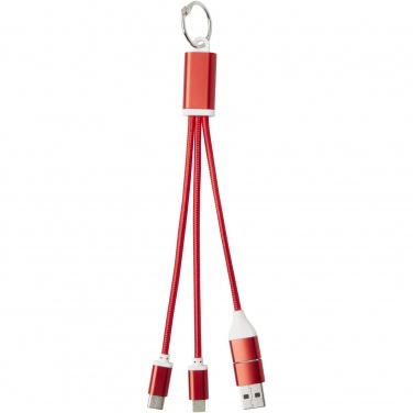 Logo trade promotional giveaways picture of: Metal 4-in-1 recycled aluminium charging cable with keychain