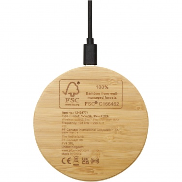 Logotrade promotional product picture of: Essence 15W bamboo wireless charging pad