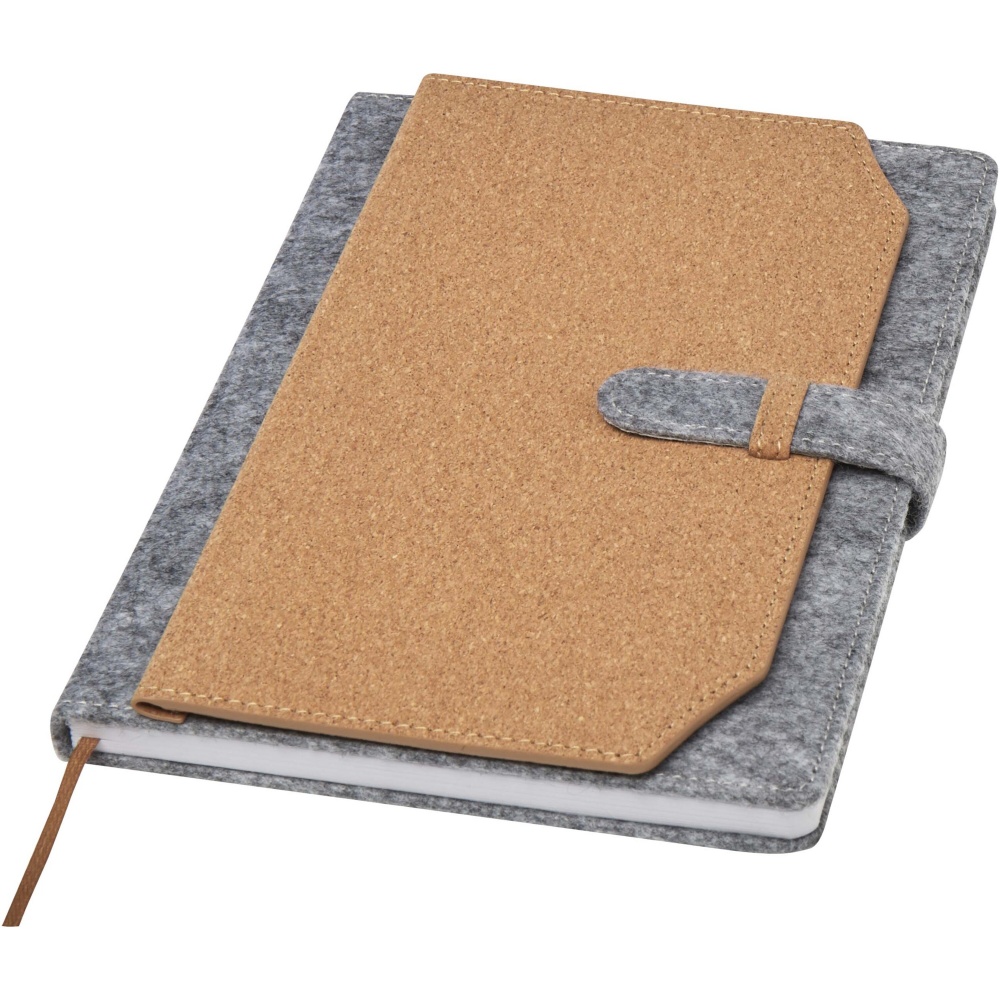 Logo trade promotional product photo of: Viviana A5 recycled felt and cork notebook