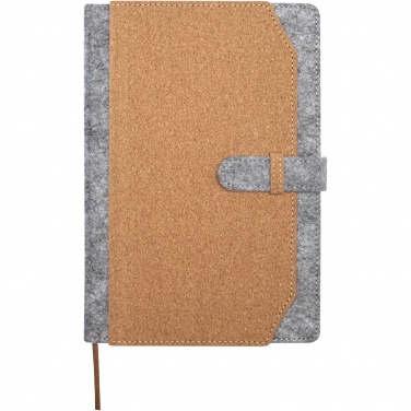 Logo trade corporate gifts picture of: Viviana A5 recycled felt and cork notebook