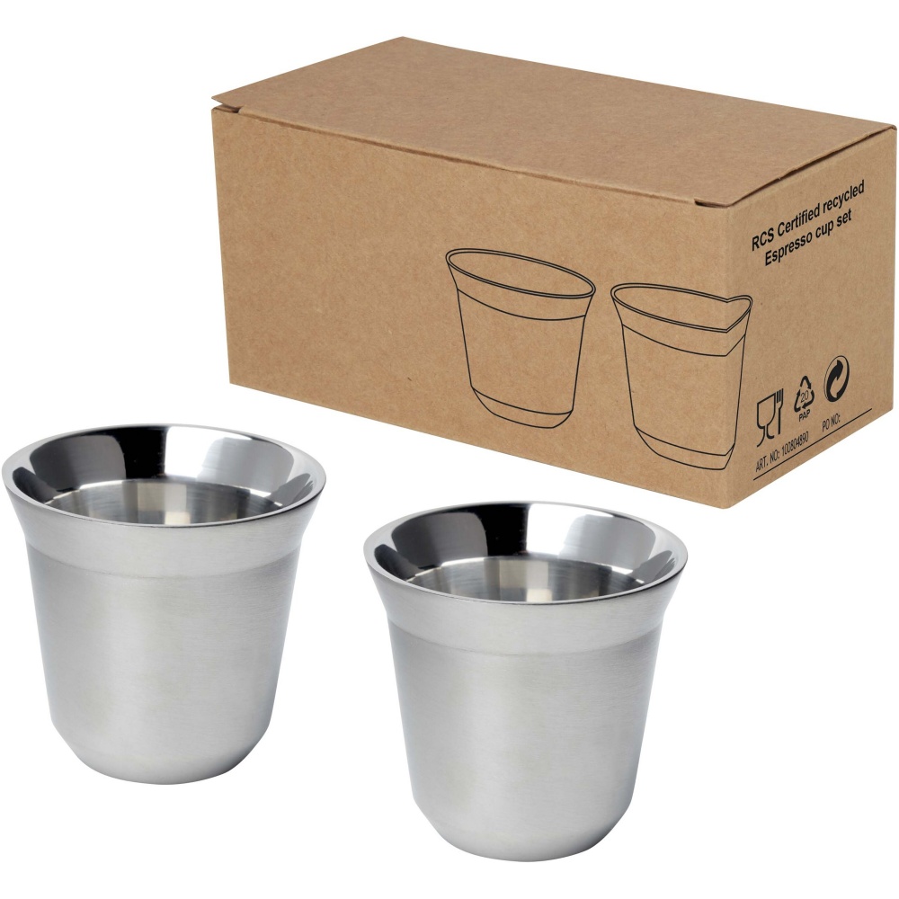 Logotrade business gift image of: Duo 80 ml RCS certified stainless steel espresso cup set 