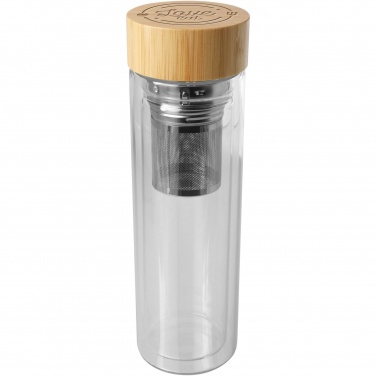 Logo trade business gift photo of: Bailey 400 ml borsilicate glass infuser bottle with bamboo lid