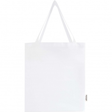 Logo trade corporate gifts image of: Madras 140 g/m² GRS recycled cotton gusset tote bag