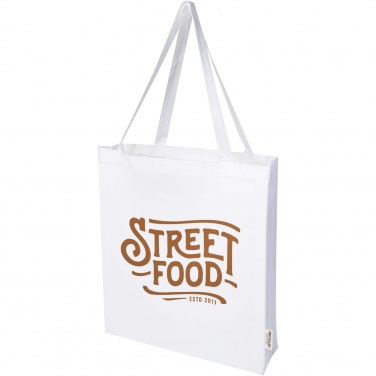 Logo trade promotional merchandise image of: Madras 140 g/m² GRS recycled cotton gusset tote bag