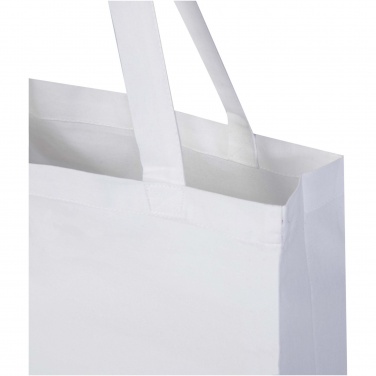 Logo trade promotional giveaways picture of: Madras 140 g/m² GRS recycled cotton gusset tote bag