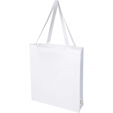 Logo trade promotional giveaways picture of: Madras 140 g/m² GRS recycled cotton gusset tote bag