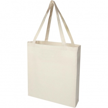 Logo trade promotional giveaway photo of: Madras 140 g/m² GRS recycled cotton gusset tote bag