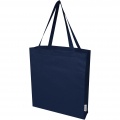 Madras 140 g/m² GRS recycled cotton gusset tote bag, Navy