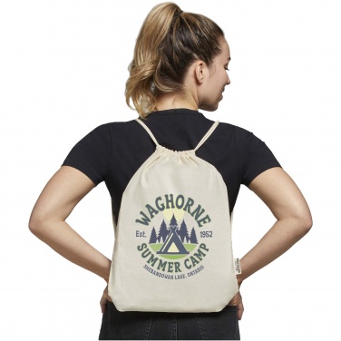 Logo trade promotional items image of: Oregon 140 g/m² GRS recycled cotton drawstring bag