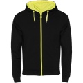 Fuji unisex sweat jacket, Solid black / Fluor Yellow