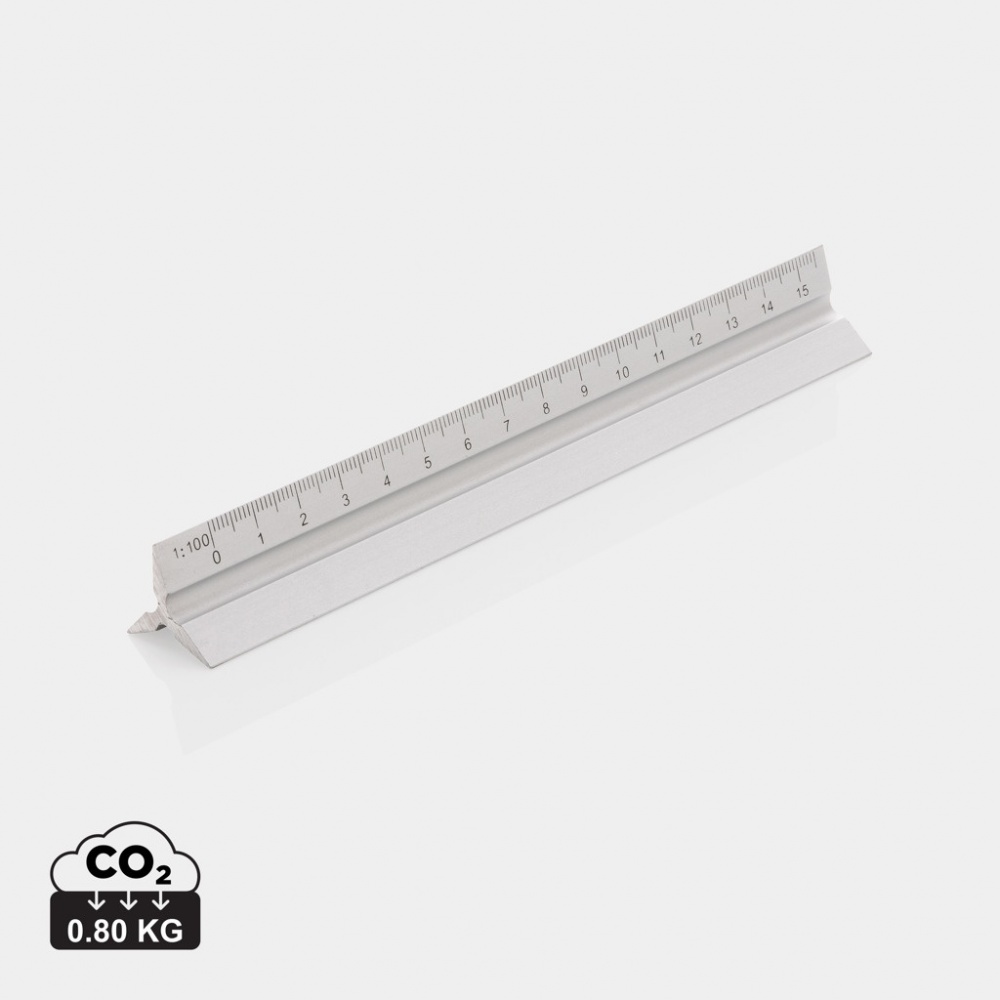 Logo trade promotional gift photo of: 15cm. Aluminum triangular ruler