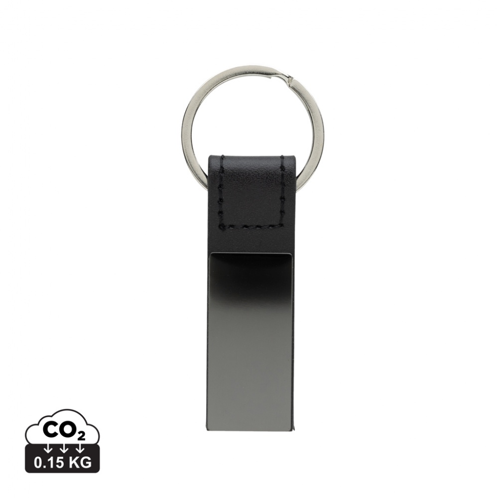 Logo trade promotional products image of: Luxury PU keychain RCS recycled zinc alloy