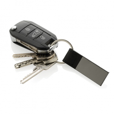 Logo trade promotional merchandise image of: Luxury PU keychain RCS recycled zinc alloy