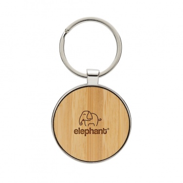 Logo trade advertising product photo of: RCS recycled zinc alloy round keychain with bamboo