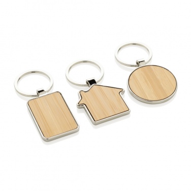 Logotrade promotional product picture of: RCS recycled zinc alloy round keychain with bamboo