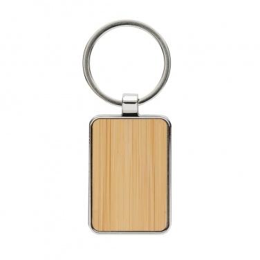 Logotrade promotional items photo of: RCS recycled zinc alloy rectangle keychain with bamboo